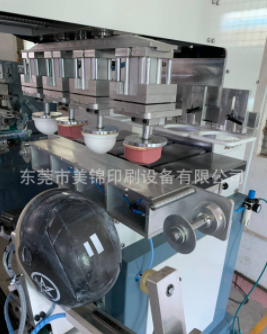 哈雷头盔移印机 安全帽移印机 头盔四面旋转四色穿梭移印机图2
