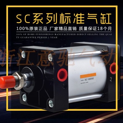 亚德客型SC80*25*100*200 标准铝合金气缸 可调带磁双出非标定制
