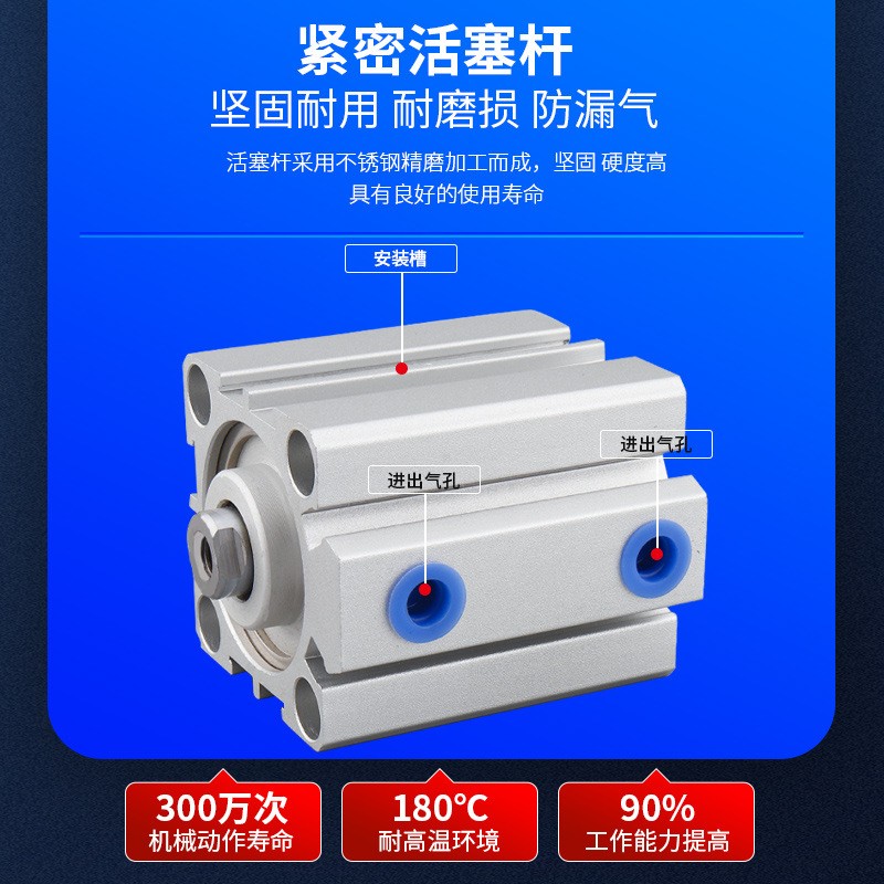 薄型气缸SDA50X5/10/15/20/25/30/35/40小型外牙带磁可调气缸图3