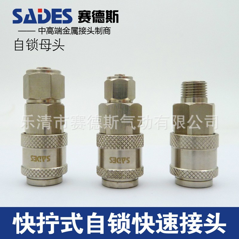 欧式快速接头SP/PP 外螺纹快换接头公头母头铜镀镍自锁大小母头图2