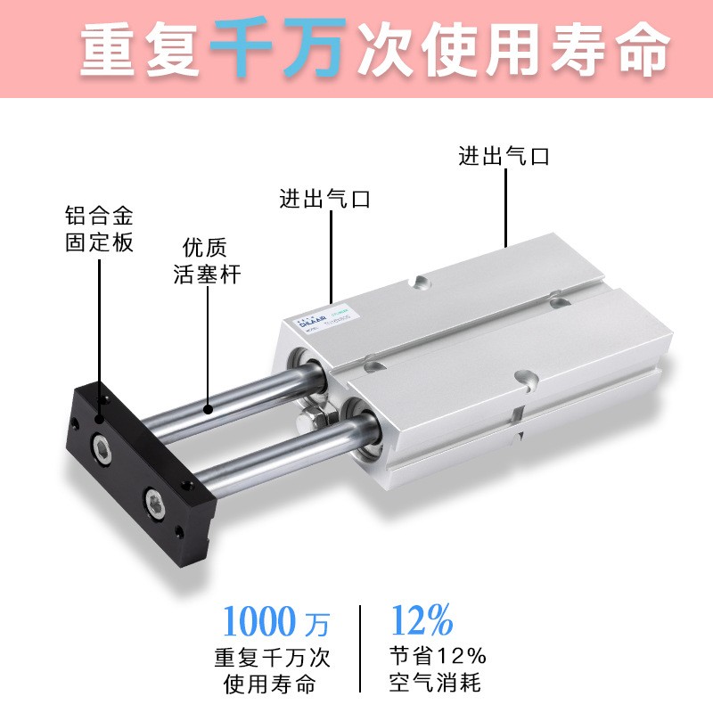 小型气动双轴双杆气缸大全大推力TN16X10/20/30/40/50/60/70/ 100S图2