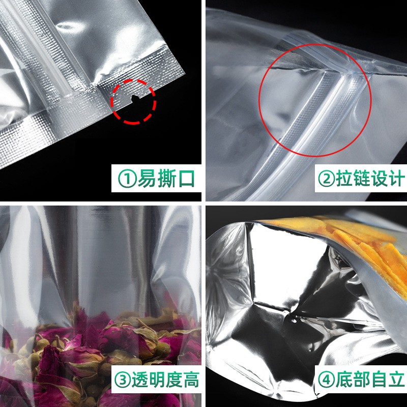 厂家现货阳阳镀铝包装袋 铝箔自立自封袋 半透明果干糖果塑料包装图2
