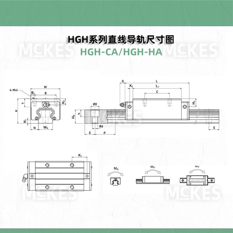 直线重负荷精密滑块导轨厂家HGH20CA高组四方 上银互换 雕刻机配套图2
