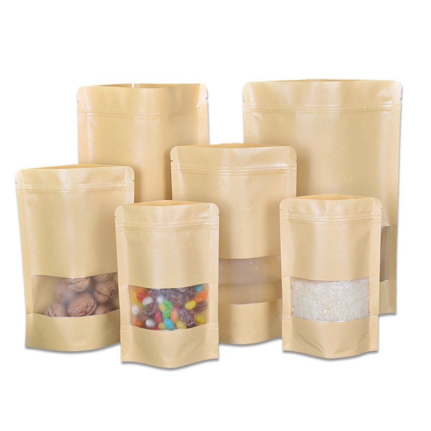 开窗磨砂牛皮纸自立自封袋28丝茶叶密封袋牛皮纸袋干果食品包装袋图5