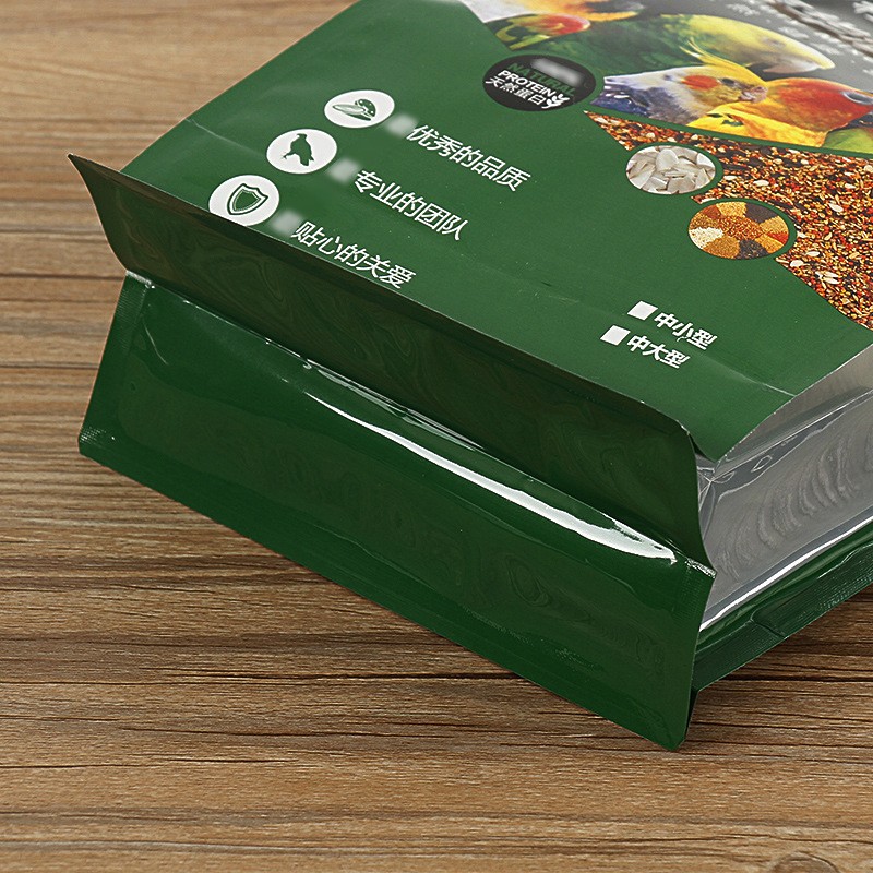 厂家直销开窗鸟粮宠物食品包装袋防潮大容量高档八边封拉链袋定制图2