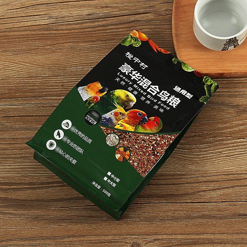 厂家直销开窗鸟粮宠物食品包装袋防潮大容量高档八边封拉链袋定制图3
