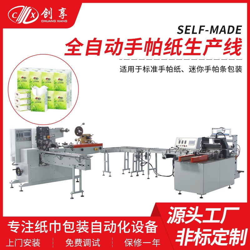 广西全自动手帕纸生产线设备迷你餐巾纸洗脸巾流水线套袋包装机图2