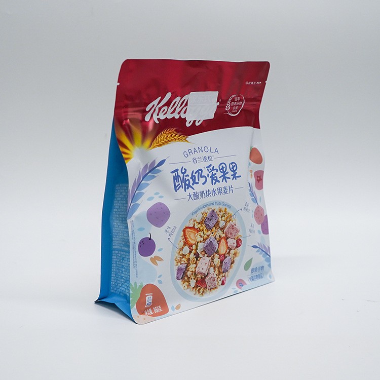 批发休闲食品袋水果麦片八边封袋抗酸抗氧塑料自封自立包装袋降解