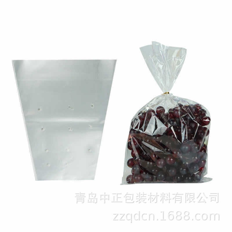 防雾透气保鲜葡萄袋打孔 高透明透气针孔防雾蔬菜水果梯形保鲜袋图5