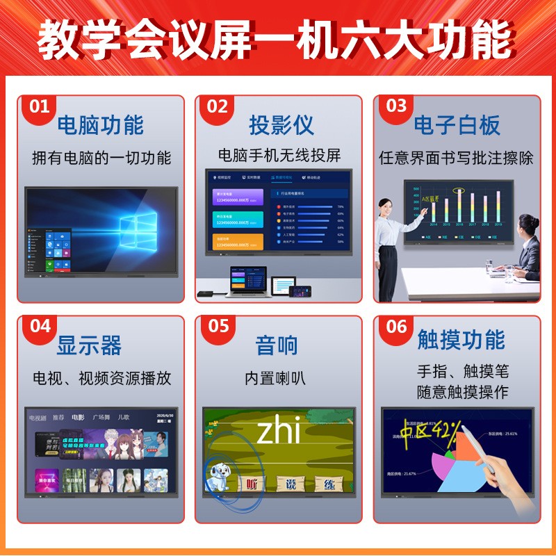 勤冠55/65/75寸多媒体教学一体机触摸屏幼儿园触控平板会议显示器图2