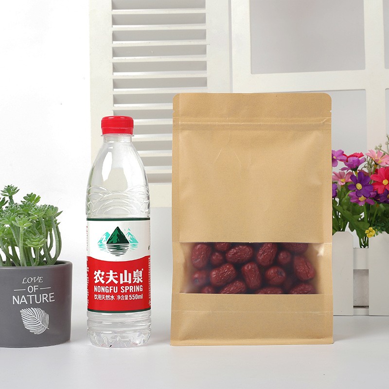 纸袋食品包装袋开窗自立牛皮纸自立茶叶袋八边封袋批发牛皮 纸袋图3