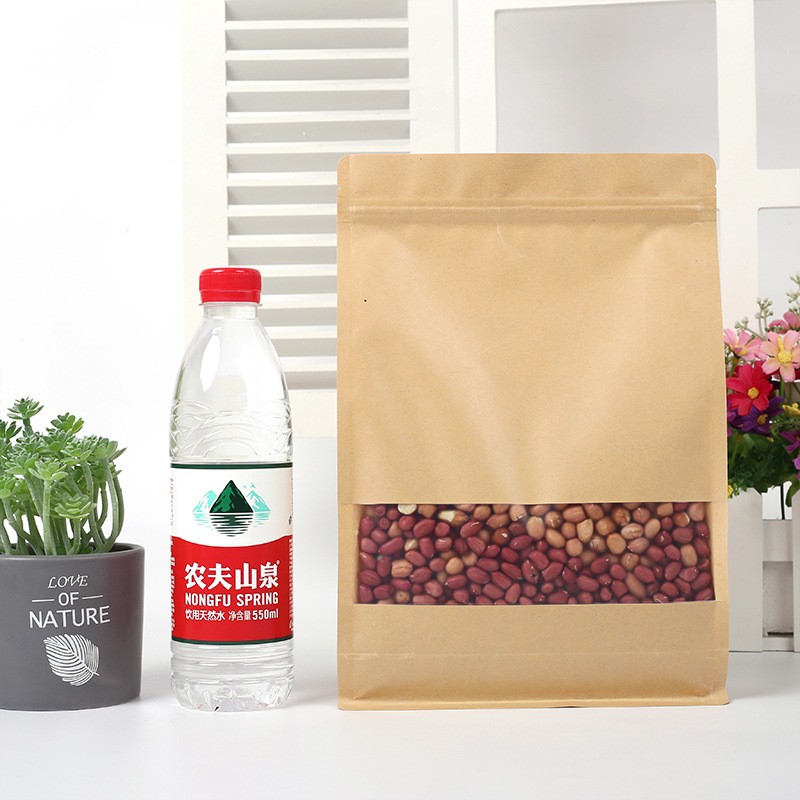 纸袋食品包装袋开窗自立牛皮纸自立茶叶袋八边封袋批发牛皮 纸袋图2