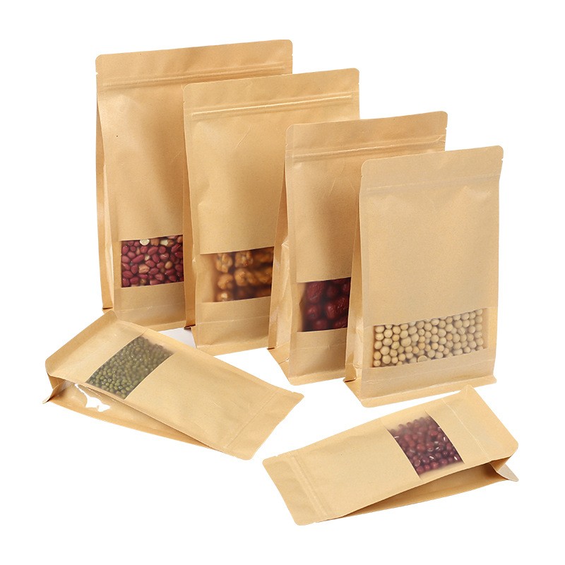 纸袋食品包装袋开窗自立牛皮纸自立茶叶袋八边封袋批发牛皮 纸袋图5