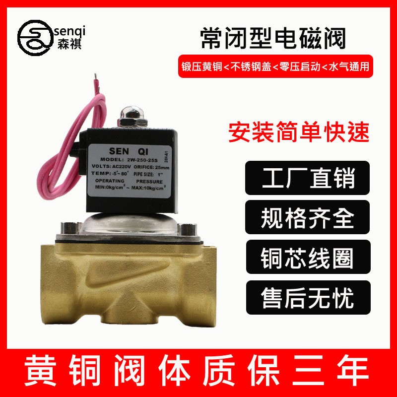 常闭不锈钢黄铜电磁阀开关控制阀进水电磁阀220V规格齐全源头厂家图3