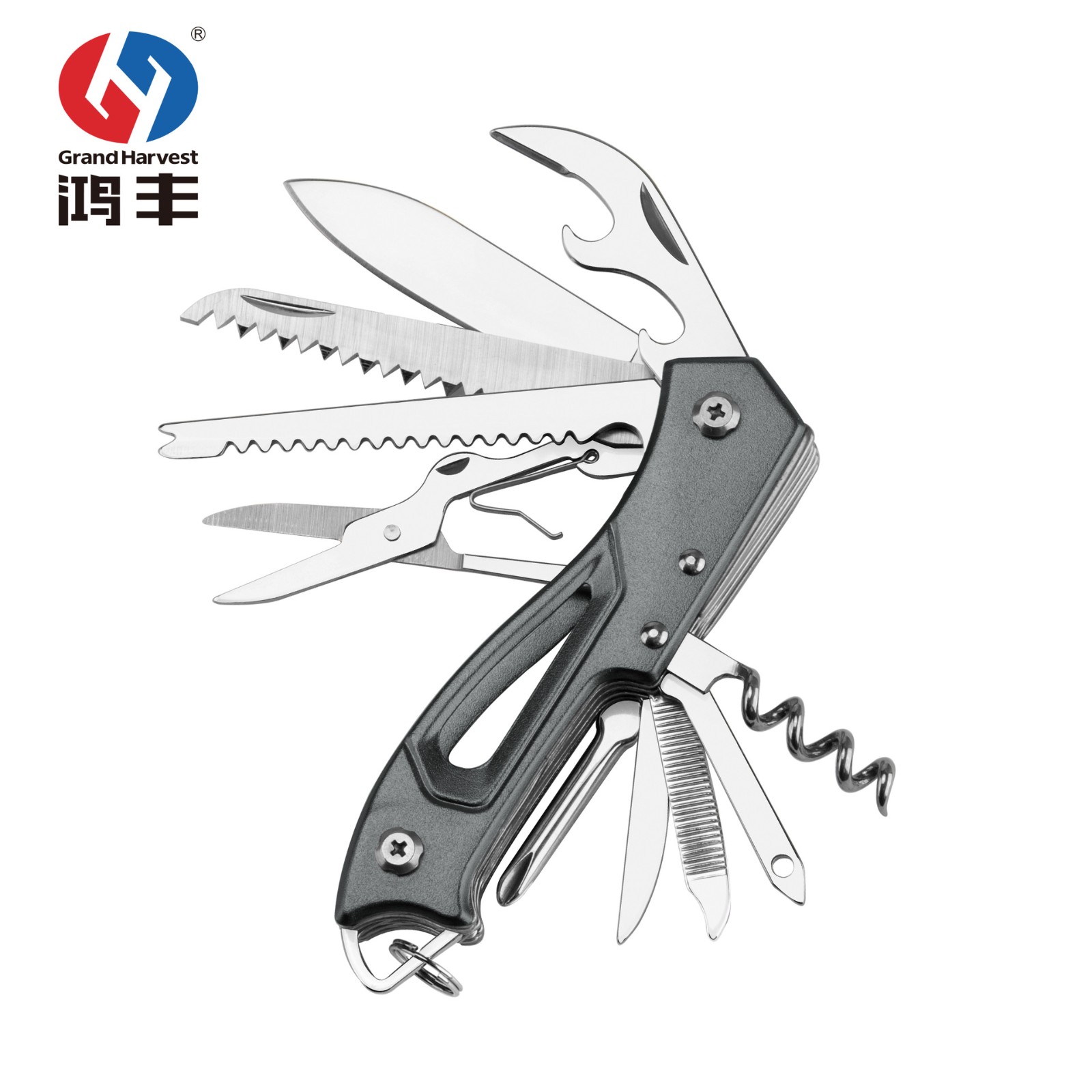 鸿丰11开小刀多功能刀户外多用刀折叠刀剪瑞士军刀组合工具 2把起批图3