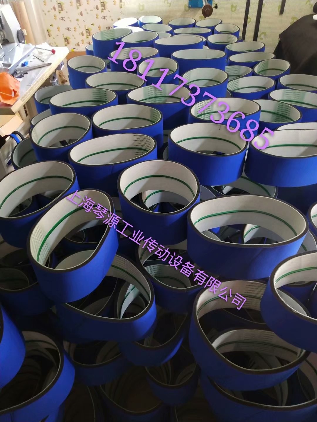贴标机海绵皮带蓝布海绵传送带标签压标输送带轮辐平皮带卷标皮带图4