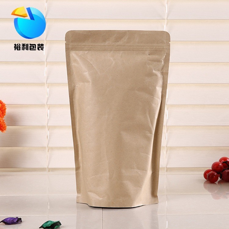 现货黄牛皮纸内镀铝袋自立自封袋干果茶叶包装袋食品封口袋图2
