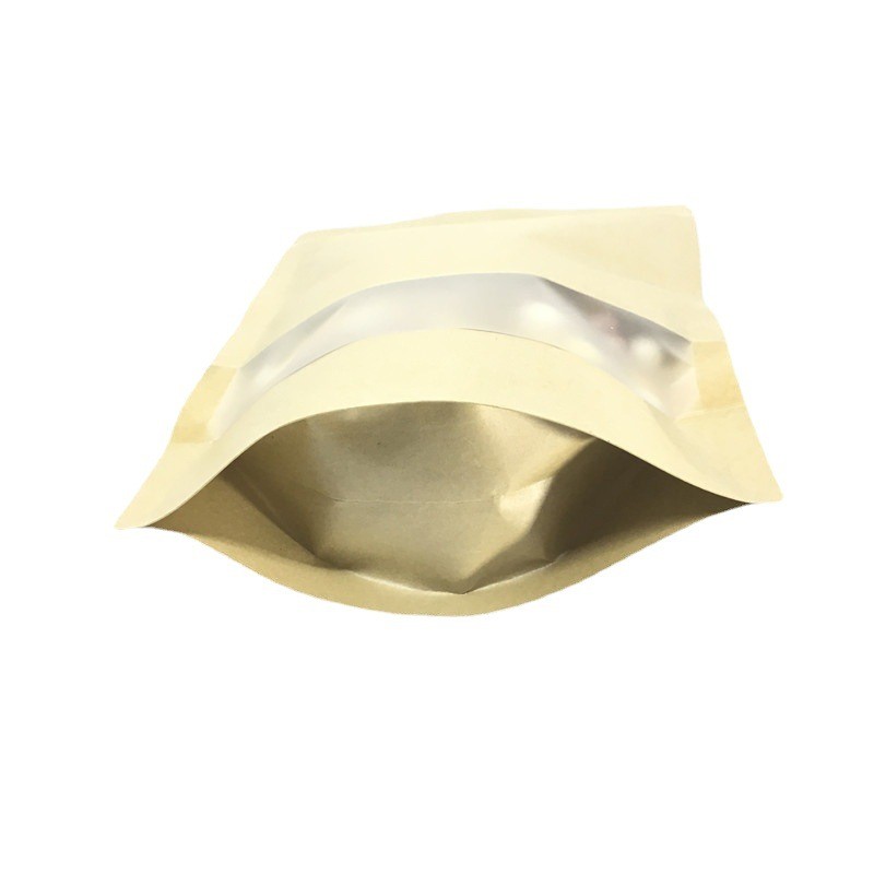 现货开窗黄牛皮纸自封袋 休闲食品包装密封袋 零食茶叶自立包装袋图4