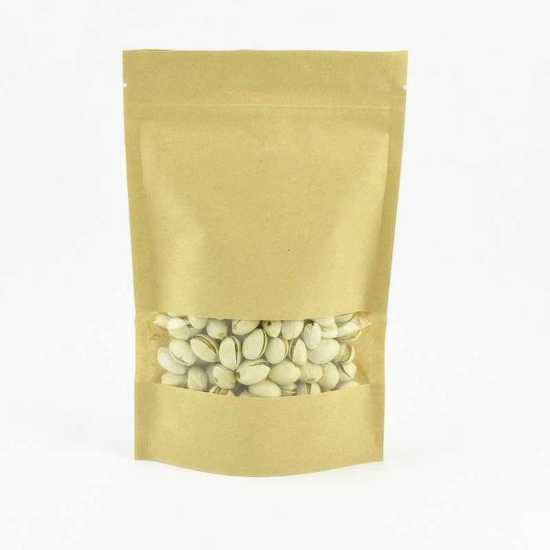 现货开窗黄牛皮纸自封袋 休闲食品包装密封袋 零食茶叶自立包装袋