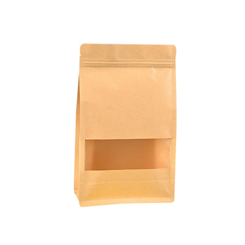 现货八边封牛皮纸食品包装袋磨砂开窗自立自封袋坚果茶叶袋 子批发图5
