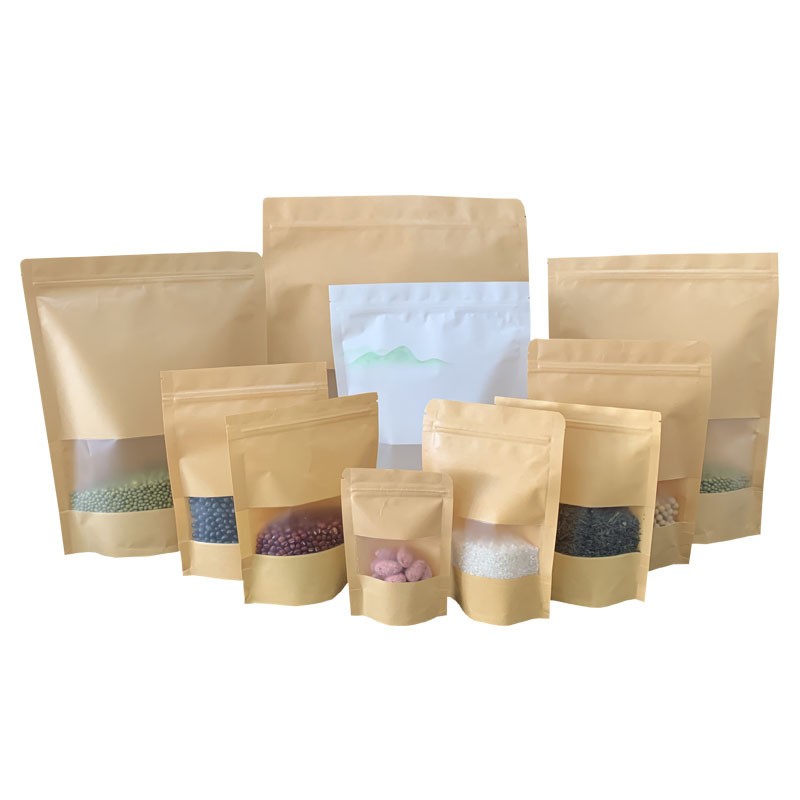 现货开窗牛皮纸袋 自封自立干果密封袋坚果茶叶休闲食品包装袋图5