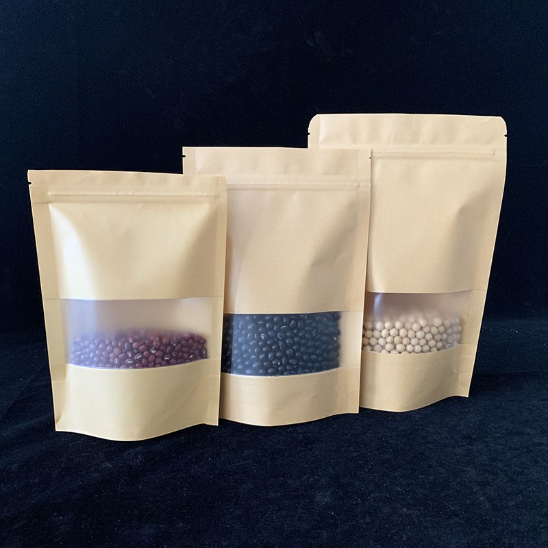现货开窗牛皮纸袋 自封自立干果密封袋坚果茶叶休闲食品包装袋图4