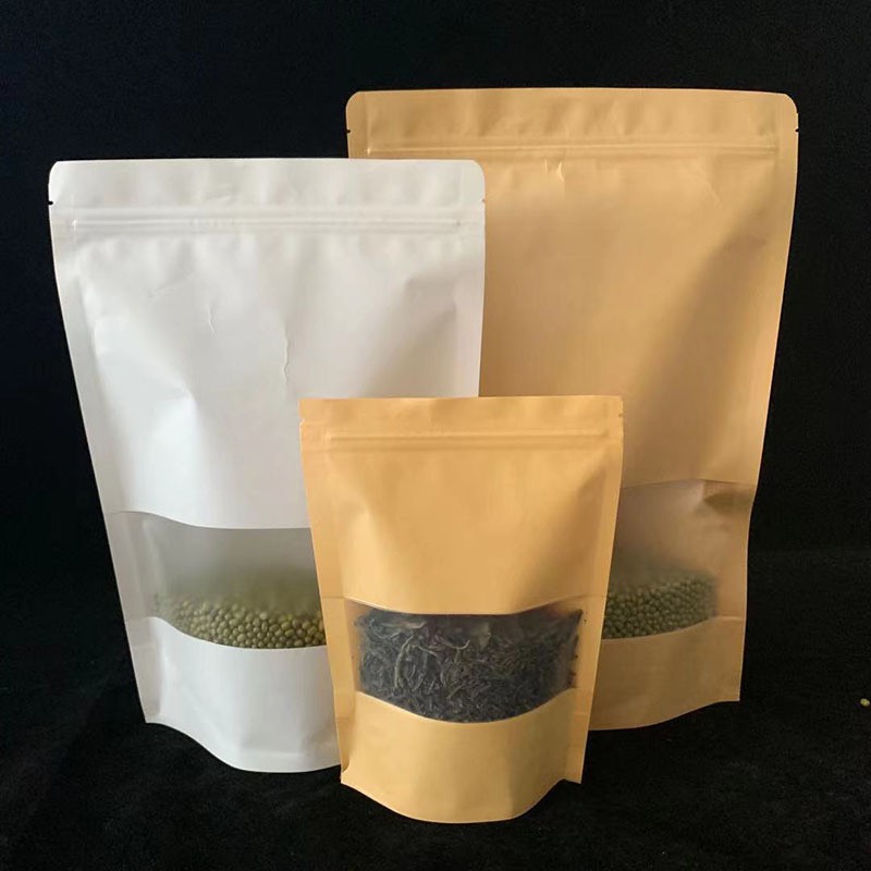 现货开窗牛皮纸袋 自封自立干果密封袋坚果茶叶休闲食品包装袋图3