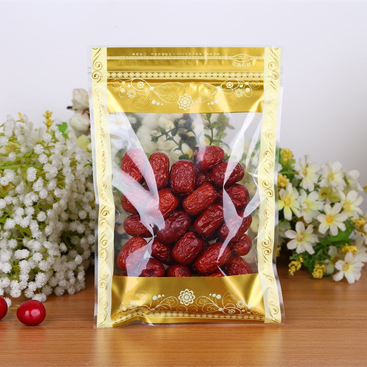 印黄金花透明塑料自封袋花茶干货糖果休闲食品分装密封袋可印刷图3