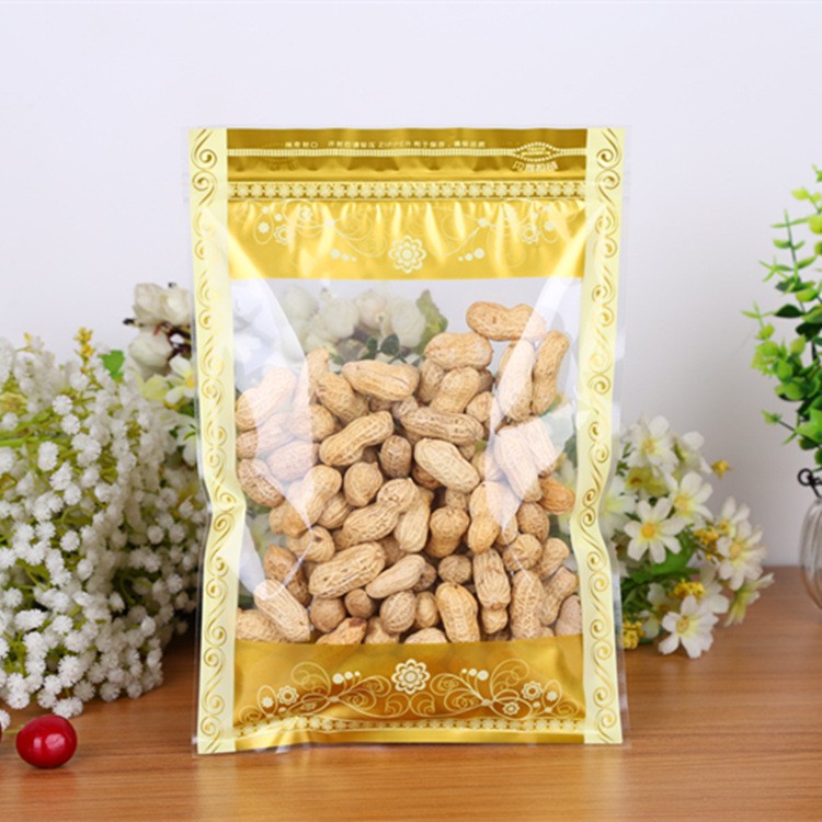 印黄金花透明塑料自封袋花茶干货糖果休闲食品分装密封袋可印刷图2