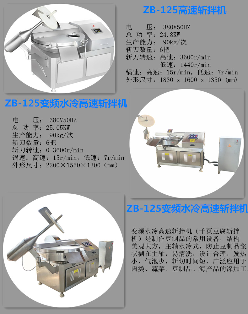 ZB-125水冷变频斩拌机（千页豆腐斩拌机）豆干斩拌机2_副