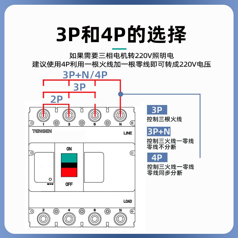 天正塑料外壳式断路器TGM1-250L/3300三相三线四线250A空气开关 2个起批图5