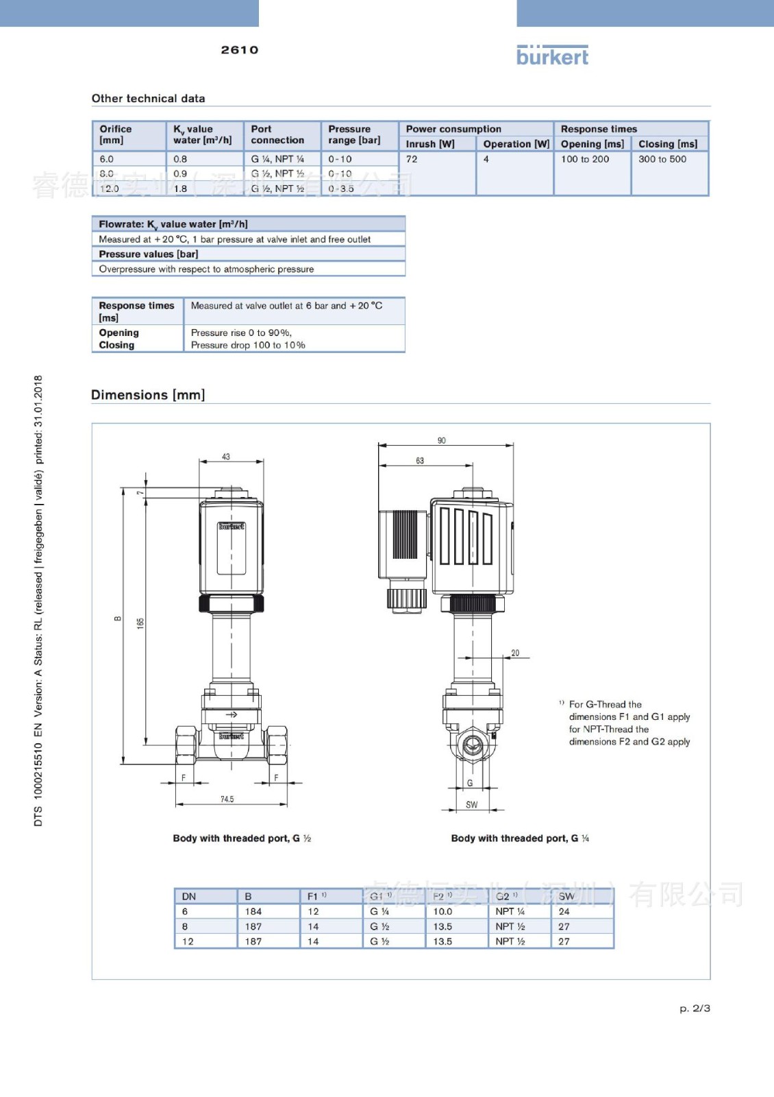 德国进口 burkert 低温液氮电磁阀 2610 A 不锈钢阀体 耐温-200℃图3