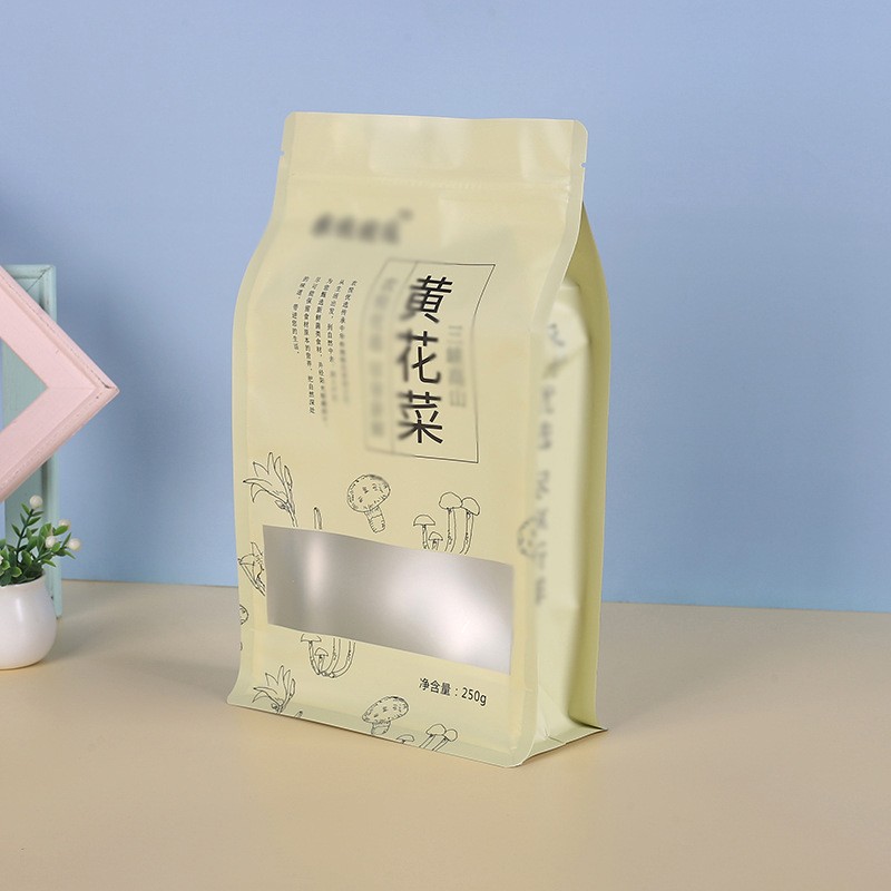 食品八边自立铝箔袋黄花菜木耳茶树菇香菇食品彩印卷膜自封包装袋图4