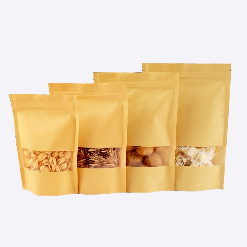 自立自封黄牛皮纸拉链袋子 磨砂开窗干果茶叶糖果坚果食品包装袋图5