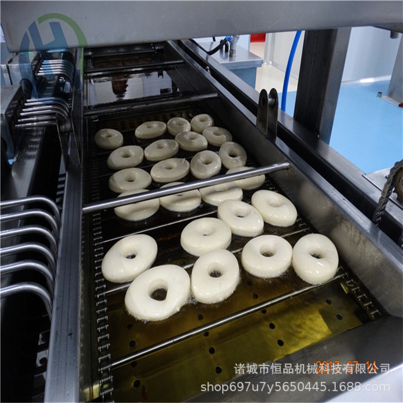 连续式全自动甜甜圈油炸流水线设备 自动翻面贝果甜甜圈油炸机器图2