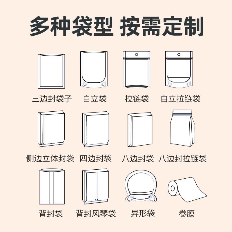牛皮纸三边封零食袋包装袋现货保鲜平口袋茶叶食品袋内镀铝 三边封图3