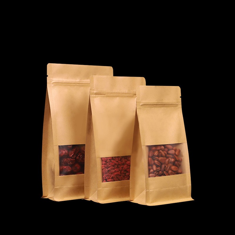 开窗牛皮纸袋坚果食品包装袋自立牛皮纸自封袋茶叶密封袋印刷批发图4