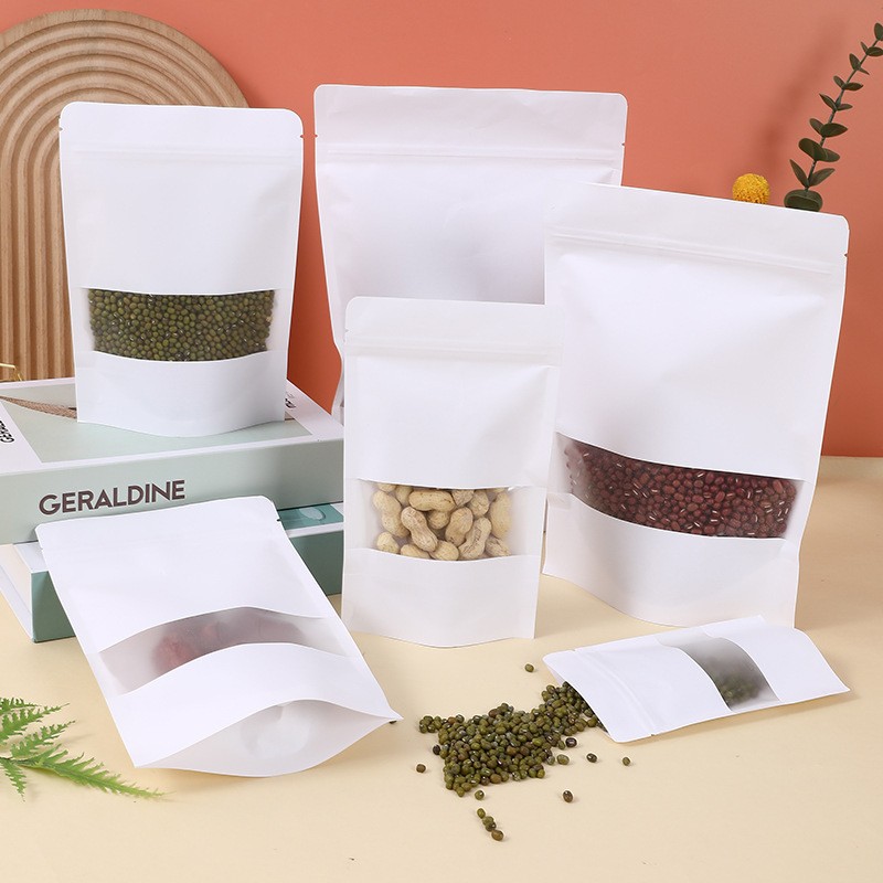 白牛皮纸食品包装袋透明开窗茶叶包装袋干果坚果食品自封自立袋图2