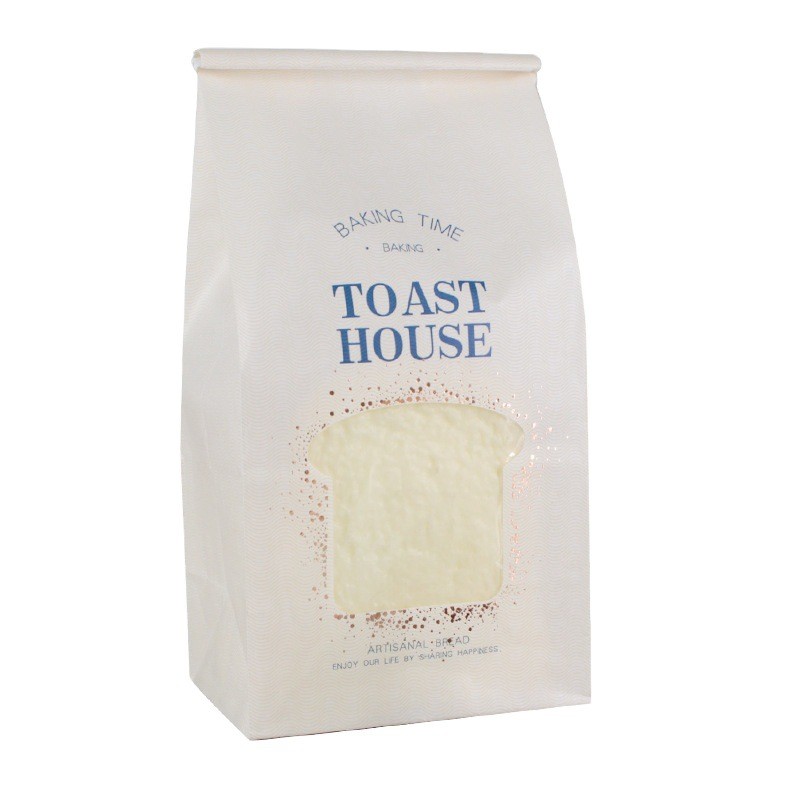 现货批发烘焙食品包装袋开窗方底铁丝封口白牛皮纸袋吐司面包袋图5