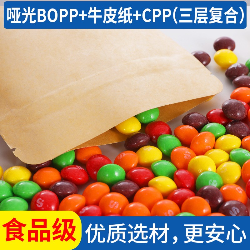 开窗牛皮纸袋休闲零食品包装茶叶自封坚果干果自立袋透明密 封批发图3