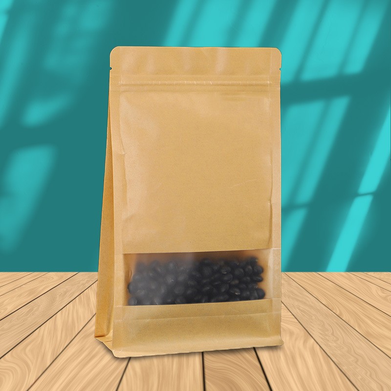 牛皮纸包装袋干果食品八封边黄牛皮纸自封袋狗粮袋茶叶杂粮密封袋图2