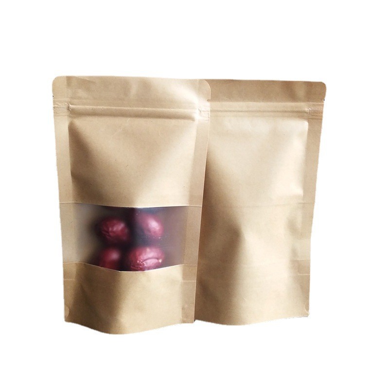 牛皮纸开窗袋磨砂拉链袋自封自立茶叶坚果密封袋28丝红枣包 装纸袋图5