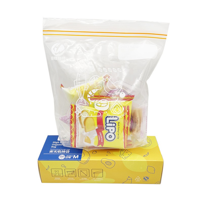 中号八角立体保鲜食品包装袋双骨抽取自封家用可书写加厚冰箱冷冻图3
