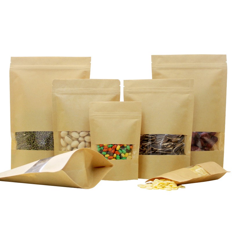 茶叶袋牛皮纸自封袋红枣食品包装袋干果类密封袋自立开窗牛 皮纸袋图5