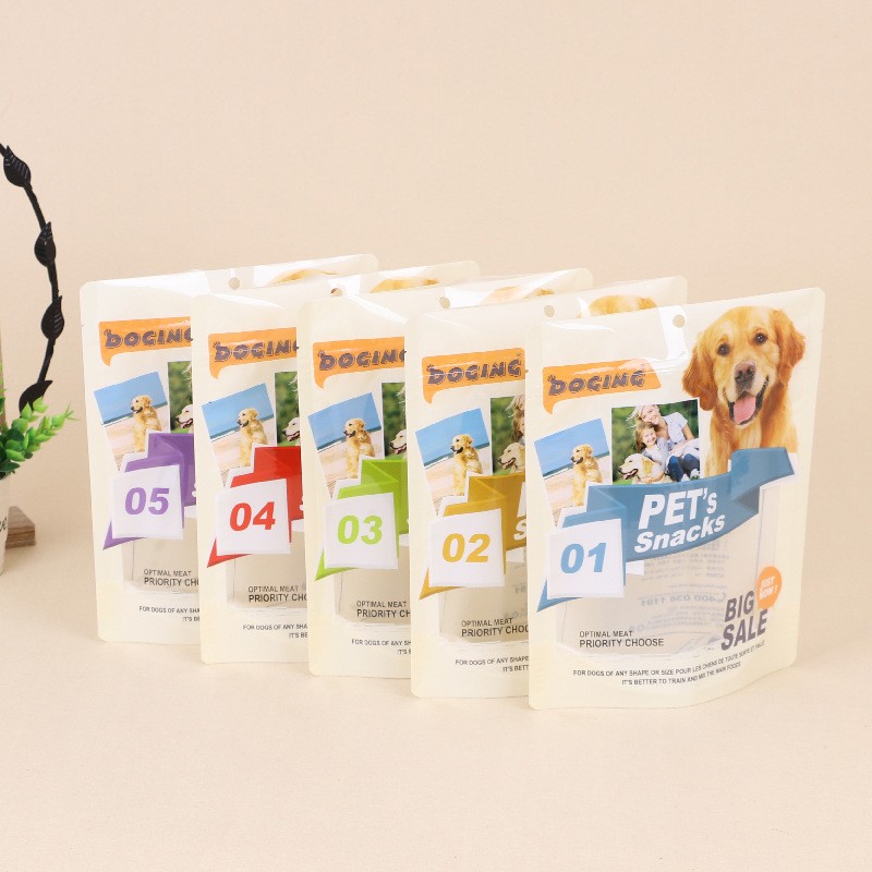 宠物零食自立袋定 制 狗粮亮光透明自立自封袋食品包装袋印刷