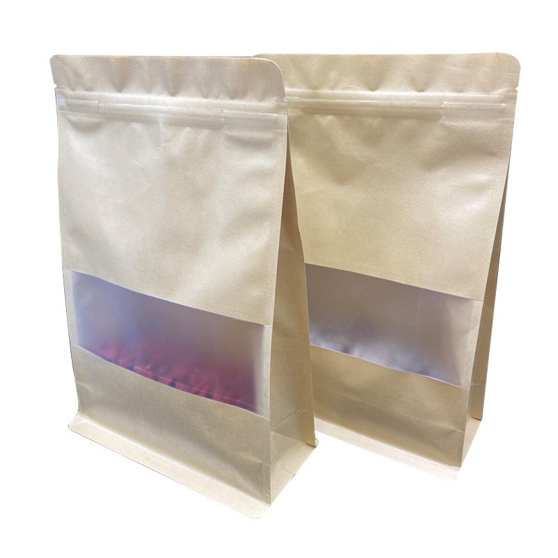 八边封牛皮纸袋茶叶核桃木耳瓜子食品磨砂开窗礼品袋牛皮纸包装袋图5