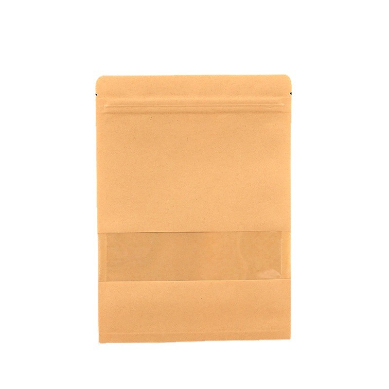 牛皮纸三边封密封食品袋定 做休闲定 制茶叶开窗食品包装袋 自封袋图5