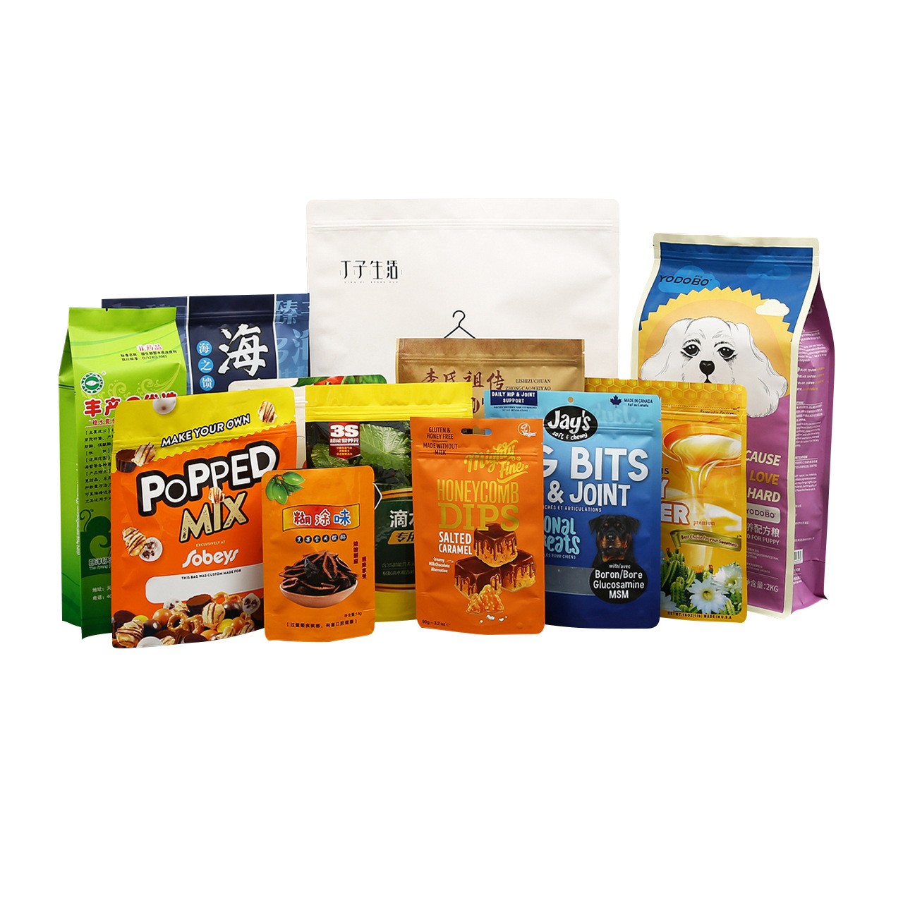 食品包装袋自封塑料袋自立糖果磨砂塑料拉链骨链袋子 塑料袋批发图5