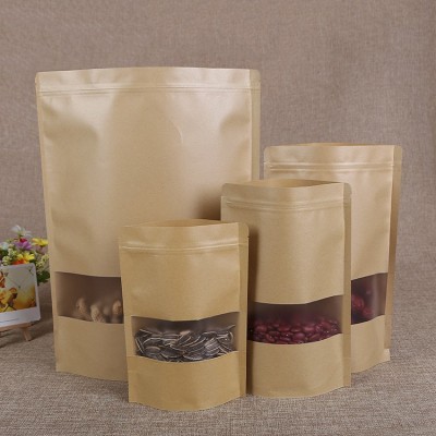 开窗牛皮纸袋茶叶袋坚果食品包装袋自立牛皮纸自封袋干果类密封袋