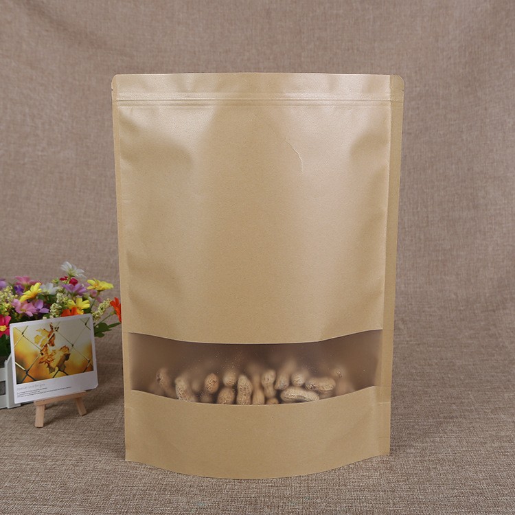 开窗牛皮纸袋茶叶袋坚果食品包装袋自立牛皮纸自封袋干果类密封袋图2